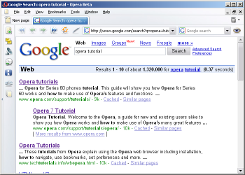 First search result page