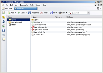 Manage bookmarks page