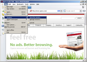 Saving and restoring sessions