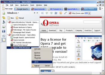 Manage your windows in the panel